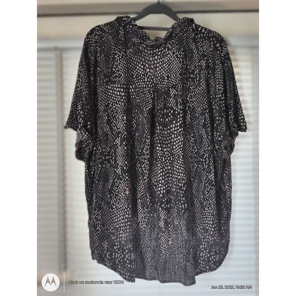 Rock & Republic Collared Short Sleeve Shirt Hi-Low Animal Print Size  XXL #p80-8 - Picture 7 of 10
